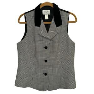 CWS‎ Casual Workstyles Houndstooth Vest Medium Made in USA Tailored Career Chic
